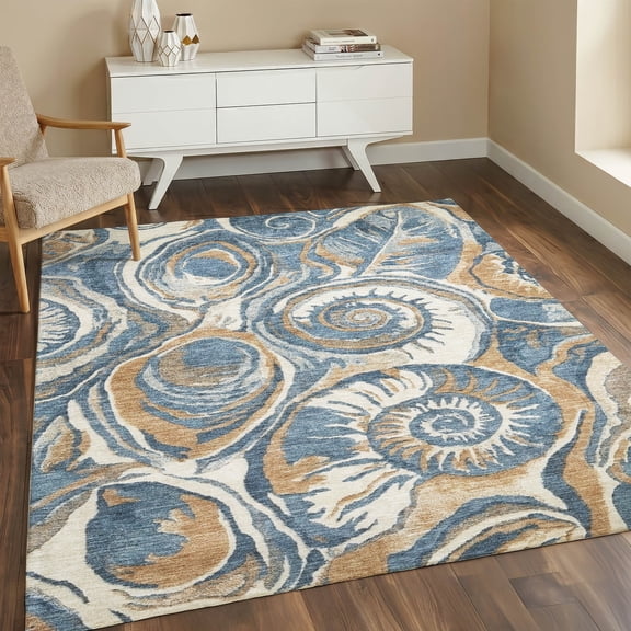 Addison Rugs Chantille Indoor/Outdoor Transitional Coastal Denim Machine Washable Rectangle Rug, 10' x 14'