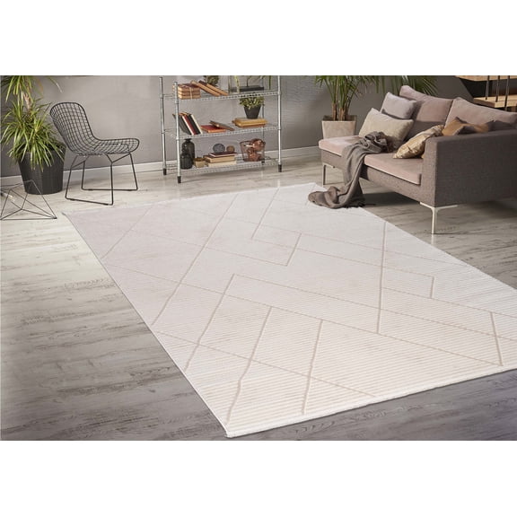 Ladole Rugs Geometric Pattern Home Decor Indoor Area Rug - Amazing Premium Carpet for Living Room, Bedroom, Dining Room, Kitchen, and Office - Cream, 4x6 (3'11" x 5'7", 120cm x 170cm)