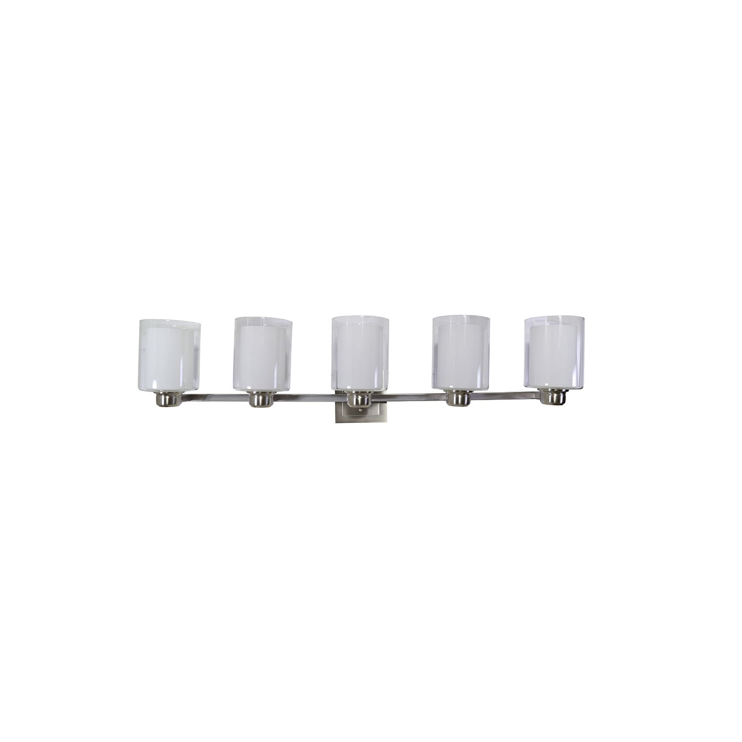Design House Oslo Traditional 5-Light Indoor Dimmable Bathroom Vanity Light with Double Glass Shades, Satin Nickel