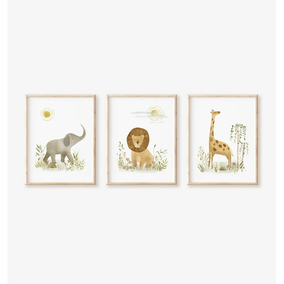 Safari Nursery Decor, Safari Wall Decor, Nursery Wall Decor, Safari Art Print Set of 3 UNFRAMED 11x14''