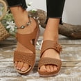thumbnail image 2 of Women's Summer Casual Sandals Comfortable Wedge Platform Height Increasing Slip On Floral Decor Sandals Wide Fit Lightweight Outdoor Walking Sandals, 2 of 8