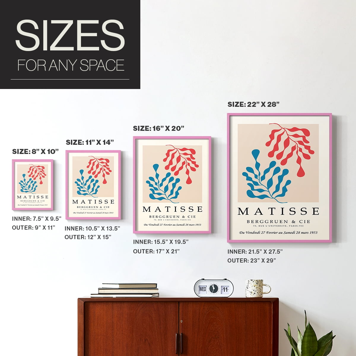 Matisse CCCXXVI in Pink Solid Wood 16 x 20 Framed Print
