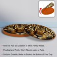 thumbnail image 4 of Leopard Set of 6 Round Microfiber Leather Coasters, 11x11 cm/4.3x4.3 in, Stain Drink Mats for Home and Office, 4 of 6