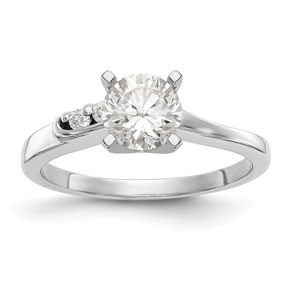AA Jewels - Solid 14k White Gold Diamond Side-Stones with CZ Cubic ...
