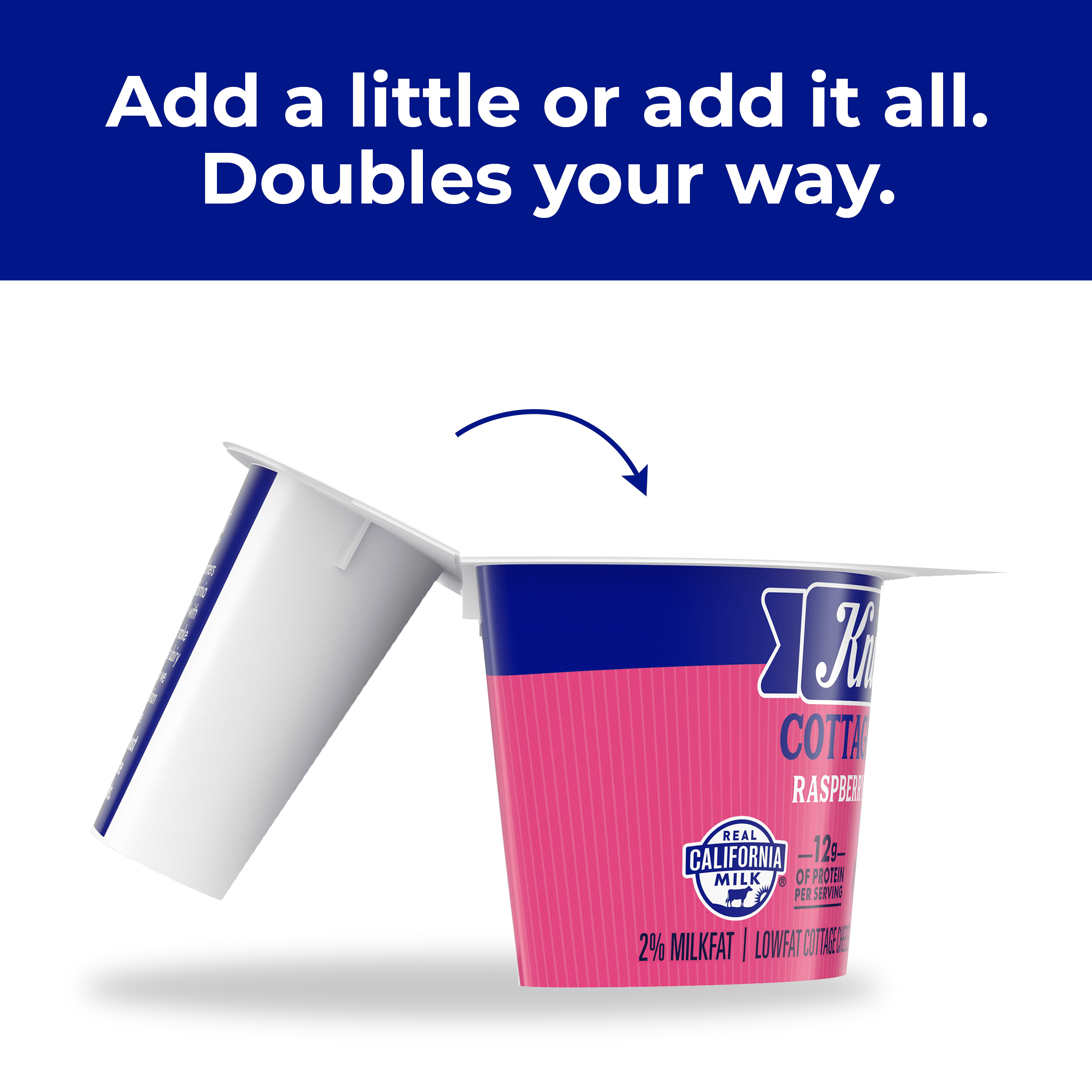 Knudsen Cottage Doubles Lowfat Cottage Cheese & Raspberry Topping with 2% Milkfat, 4.7 oz Cup