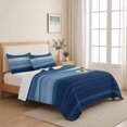 thumbnail image 5 of Full Quilt Set 78''x90'', Blue Ombre Stripe Lightweight Bedspread Coverlet Set with 2 Pillow Shams, Farmhouse Striped Modern Abstract Art Breathable All Season Quilt Bedding for Bedroom/Guest Room, 5 of 9