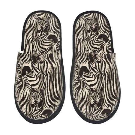 Balery Leopard And Zebra1 Slient Indoor Furry Fleece Comfort House Shoes Soft Non-Slip Home Shoes Cotton slippers House Slippers-- Medium
