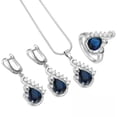 thumbnail image 6 of K-KED Cubic Zirconia 925 Silver Wedding Delicate Jewelry Set Ring Earrings Necklace Party Gift-5# Square Sapphire-9, 6 of 9