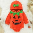 thumbnail image 5 of Infant Baby Girl Boy Halloween Pumpkin Costumes Romper Hoodie Cotton With Hat Set Baby Halloween Outfit Pumpkin Costume 3-6 Months, 5 of 9