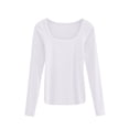 thumbnail image 4 of Pxiakgy Hot Sale!! Women's Scoop Neck Casual Ribbed T Shirt Long Sleeve Stretch Slim Fitted Basic Shirts Womens Neck Casual Ribbed T Shirt Long Sleeve Stretch Slim Basic Shirts White S, 4 of 4