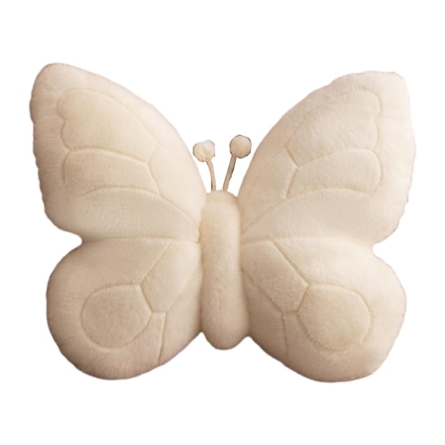 Cojín decorativo de mariposa, cojín con forma de animal, lindo y decorativo para dormitorio, sala de estar. Blanco