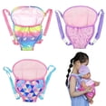 thumbnail image 2 of Kids Doll Backpack Sling Carrier, Adjustable Toy Carrier, Rainbow & Purple Heart Design, Fits 18 Inch for Girls Pretend Play, 2 of 9