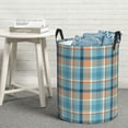 thumbnail image 3 of DouZhe Waterproof Collapsible Large Laundry Baskets, Classic Orange Blue Plaid Prints Circular Hamper with Handles, 3 of 7