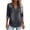 Dark Gray-03, variant on Women's Casual Chambray V Neck Tunic Shirt, Rolled 3/4 Sleeve Side Slit Denim Blouse Work & Daily Wear
