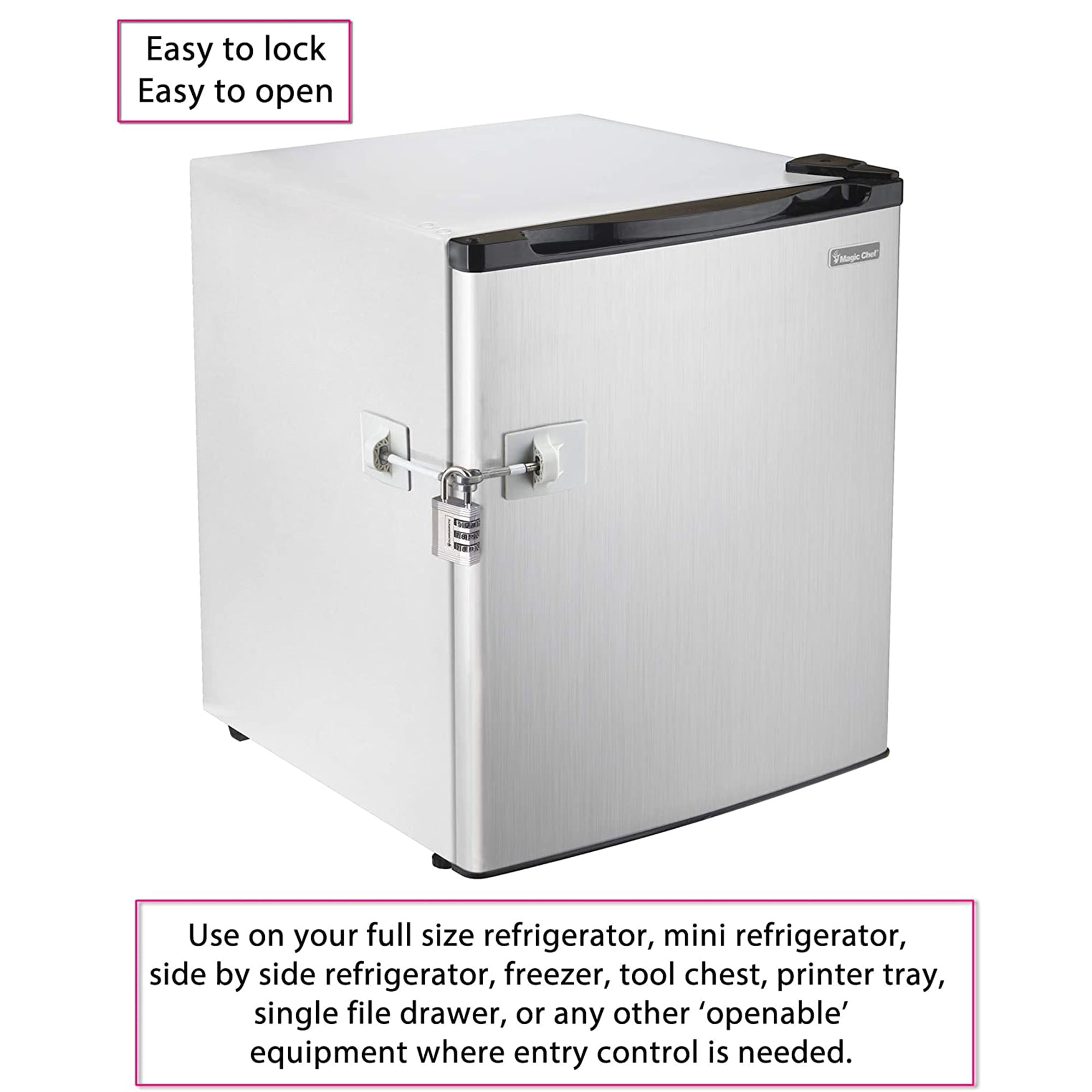 Computer Security Products Refrigerator Lock Fridge Freezer Security White with Silver Combination Padlock