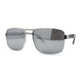 thumbnail image 2 of Mens Color Mirror Classic Rectangular Metal Rim Officer Sunglasses Silver Mirror, 2 of 4