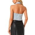 thumbnail image 3 of INSPIRE CHIC Tweed Halter Neck Vest for Women's Button Down Collared Backless Casual Waistcoat Vest, 3 of 6