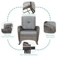 thumbnail image 4 of MEETWARM 5 Pieces Outdoor Wicker Patio Conversation Sets with Glider Loveseat, 2 Chairs with 2 Glass-Top Coffee Table Wicker Rocking Glider Set, Wicker Conversation Set w/Thickened Cushions, Gray, 4 of 9