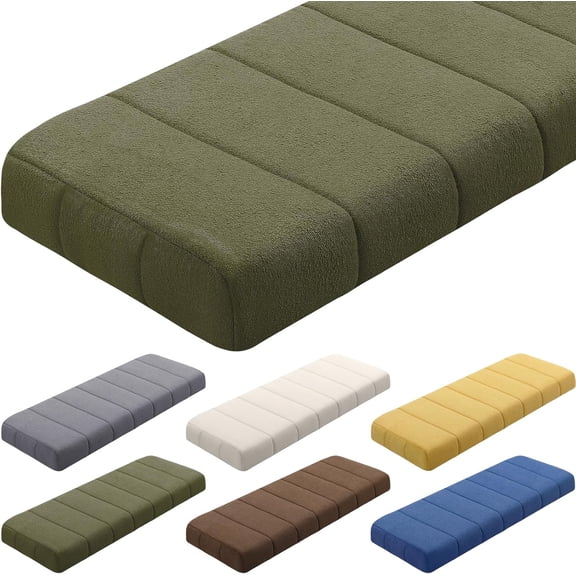 Bench Cushion 42x16x4 Inch for Indoor Outdoor Furniture Tufted Thicken Bay Window Seat Cushion Non Slip Waterproof Dining Piano Bench Pad Pillow Anti Cat Scratch for Patio Porch Swing, Green