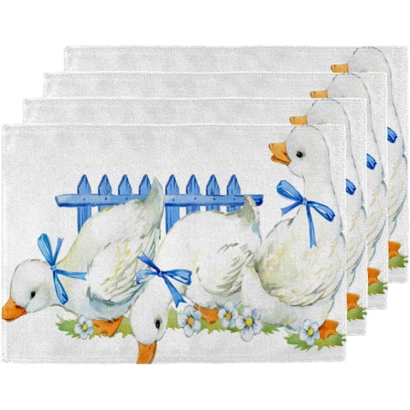 Ducks Fun Pattern Placemats Set of 4 Table Mats Washable Placemat Waterproof Place Mats for Party Home Dining Table Decor 18x12 in
