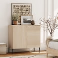 thumbnail image 3 of Modern Minimalist Wood Nightstand with Doors ,31.5" Large End Table,Reeded Design Bedside Table for Bedroom, Living Room,Entryway, 3 of 9