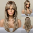 thumbnail image 1 of Long Layered Wigs for Women Middle Part Synthetic Hair Wig with Bangs for Daily Use Perruques A3, 1 of 6