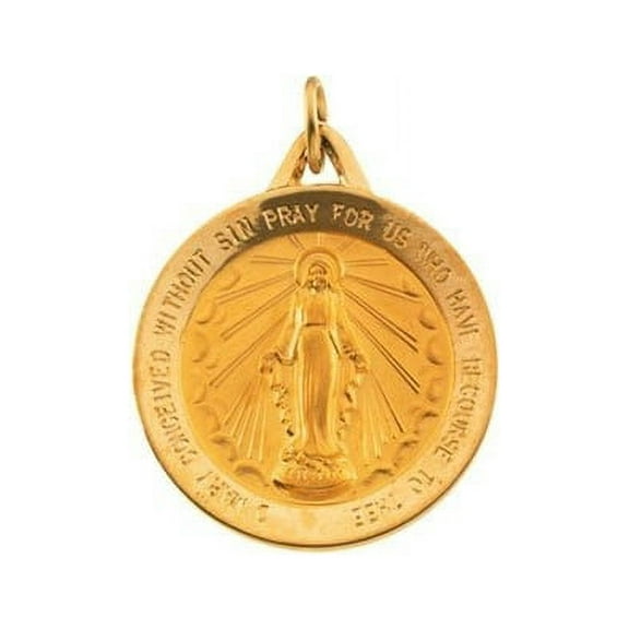 Miraculous Medal - 14k Yellow Gold- 3/4 Inch X 3/4 Inch