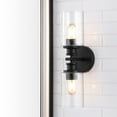 thumbnail image 4 of JONATHAN Y Jules Edison 16.5" Cylinder 2-Light Iron/Seeded Glass Farmhouse Contemporary LED Wall Sconce, Black, 4 of 8