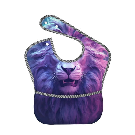 Hirioo Cool Lion Head for Baby Waterproof Pocket Bib Adjustable Closed for Babies Toddlers with Large Pocket 6-24Months