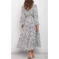 thumbnail image 2 of Women's Boho Leopard Print Ruffle Long Sleeve V Neck Casual Flowy Party Maxi Dress, 2 of 7