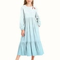 thumbnail image 2 of Posijego Girls Maxi Dress Fall Long Sleeve Crew Neck Tiered Dress Flowy Casual Spring Dresses with Pockets, 2 of 6