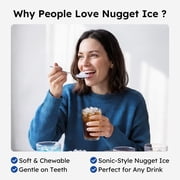 Simzlife Nugget Ice Maker Countertop, 44lbs per Day Soft Chewable Pebble Nugget Ice Machine, One-Touch Self-Cleaning with Touch Screen for Home, Kitchen, Office, Stainless Steel, Black