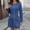 A107 Dark Blue, variant on Chic Denim Dress for Women Mini Bodycon Crewneck Long Sleeve Summer Dress Button Down Solid Casual Streetwear