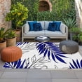 thumbnail image 2 of Blue Leaves Outdoor Rug for Patio/Deck/Porch, Non-Slip Large Area Rug 5 x 7 Ft, Abstract Modern Geometric Lines Simple Art Indoor Outdoor Rugs Washable Area Rugs, Reversible Camping Rug Carpet Runner, 2 of 8