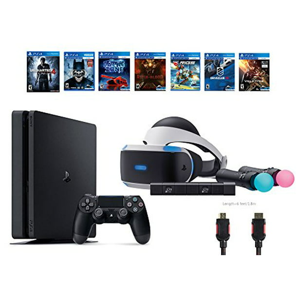 PlayStation VR Start Bundle 10 Items:VR Bundle,PS4 Slim- Uncharted 4,6 VR Game Disc Until Dawn:Rush of Blood, EVE:Valkyrie,Battlezone,Batman:Arkham VR, - Walmart.com