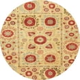 thumbnail image 1 of Ahgly Company Machine Washable Indoor Round Abstract Chrome Gold Yellow Area Rugs, 6' Round, 1 of 7