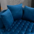 thumbnail image 5 of Accent Chair Velvet Round Barrel Chair with 3 Pillows Oversized Comfy Lounge Sofa Chair Modern Sofa for Living Room Hotel(Blue,Set of 1), 5 of 8