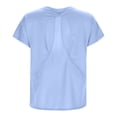 thumbnail image 6 of OSOLU Solid Color Open Back Short Sleeve Crop Tops For Women Loose Athletic Yoga Workout Tops Casual Cropped Tee Shirts Classic Dailywear, 6 of 8