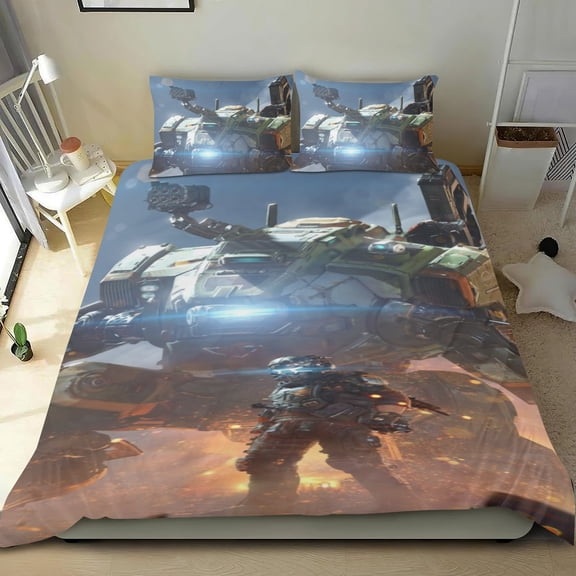 Titanfall Themed Bed Sheet Set Three Piece Set 53x79 In ches Comfortable And Skin Friendly Unique Design Creating A Star Studded Night Home Decor Gifts For Family Friends fans