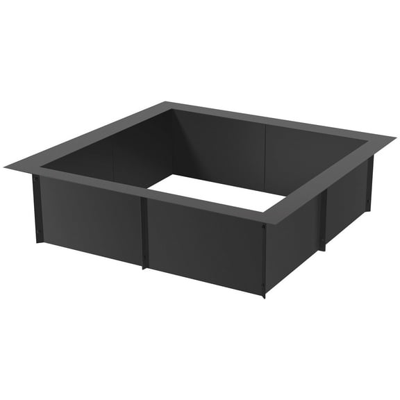 42x42 Inch Outdoor Fire Pit Ring - Heavy Duty Steel Fire Pit Liner, DIY Campfire Pit Insert, Square Fire Ring for Backyard & Camping