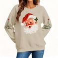 thumbnail image 4 of Women's Christmas Santa Print Sweatshirt, X-mas Party Holiday Crewneck Long Sleeve Fleece Lined Relaxed Tops, S-XXL, 4 of 7