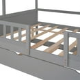 Full Size House Bed with Twin Size Trundle, Solid Wood with Roof and