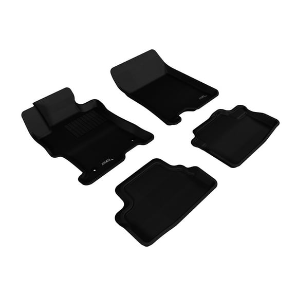 3D MAXpider Custom Fit KAGU Floor Mat (BLACK) for 2008-2012 HONDA ACCORD COUPE - 1ST ROW 2ND ROW