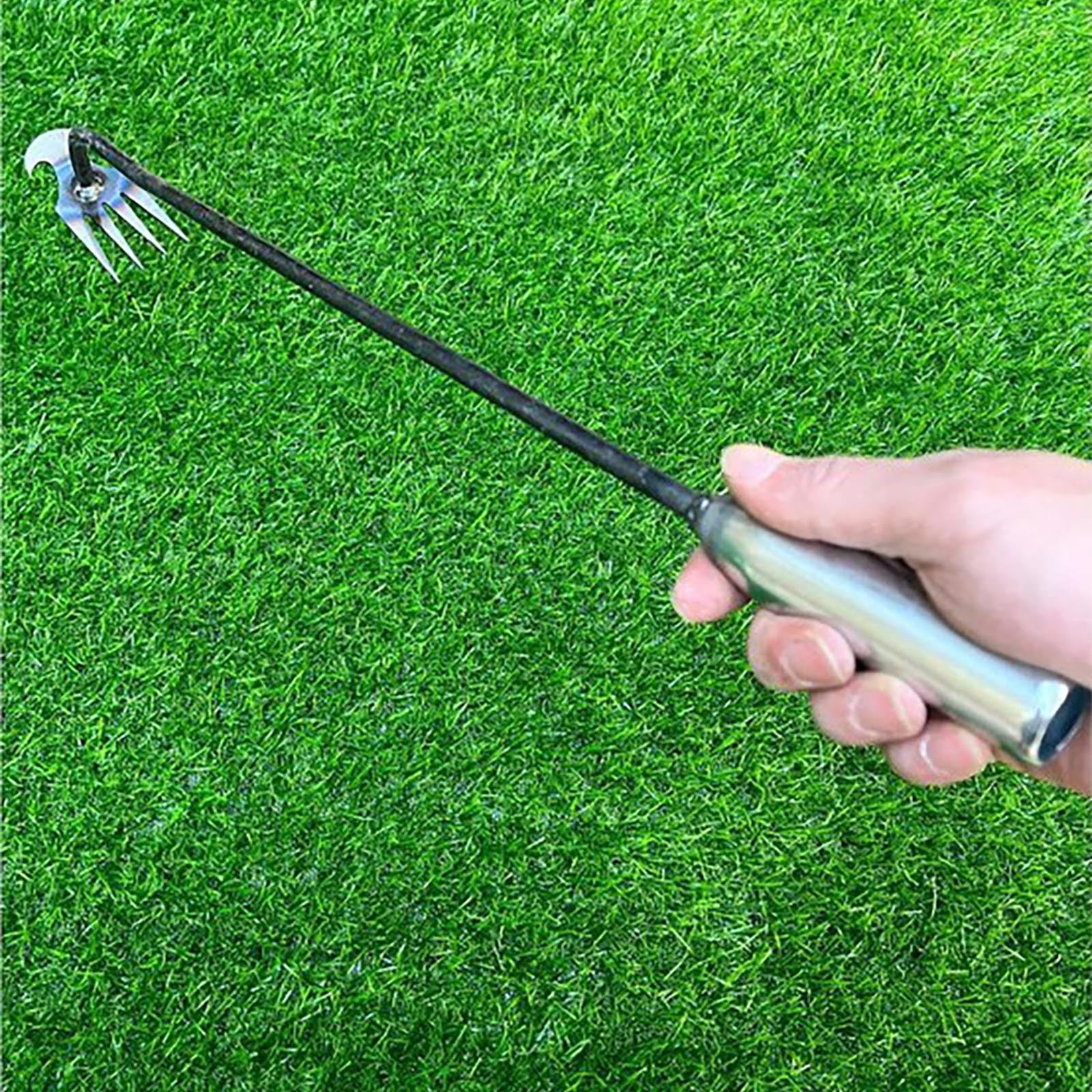 Kieccall Weeding Tool Garden Weeder Heavy Duty 4 Tine Iron Handle 19.7 Inch Hoe for Backyard Lawn Garden Weeding and Soil Cultivating Maintenance weeding tool