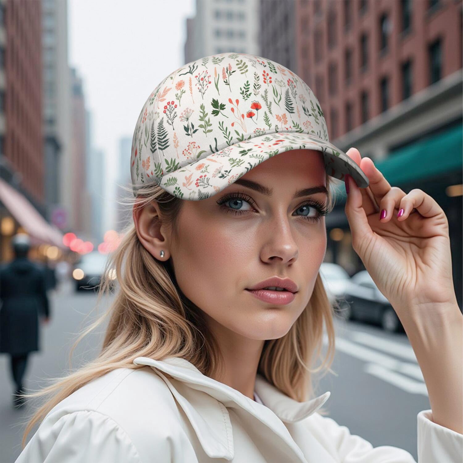 Adjustable Baseball Cap with Vintage Floral Pattern, Durable Material Floral Bloom Pattern Baseball Cap – Vintage Dad Hat with  main image 4