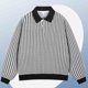 thumbnail image 1 of Blusa y camisa de manga larga con cuello vuelto para hombre, blusa deportiva holgada a rayas con botones y manga larga con cuello vuelto, blusa de poliéster para hombre, 1 of 9