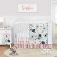 thumbnail image 3 of Sweet Jojo Designs Navy Blue and Pink Watercolor Floral Girl Baby Playmat Tummy Time Infant Play Mat - Blush, Green and White Shabby Chic Rose Flower, 3 of 4