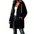 thumbnail image 4 of DISKEBUISS Women's Hooded Mid Length Coat Asymmetric Zipper Long Sleeve Jacket Casual Outerwear with Pockets for Fall Winter, 4 of 5
