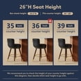 thumbnail image 4 of Ninecer Counter Height Bar Stools Set of 4, 26 Inch Swivel PU Leather Bar Chairs with Back and Footrest, Round Low Back Barstools for Kitchen Island Dining Room, Black, 4 of 8