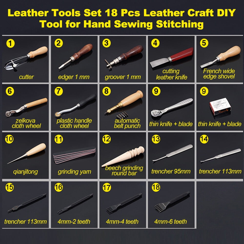 Tool kit,Leather Craft Diy Set And Saddle Pcs Leather Craft Hand Set And Tool Hand Set Leather Tools Set 18 Pcs Diy Tool Hand Craft Diy Tool Tools Set 18 Craft Leather Tools Mewmewcat Dsfen